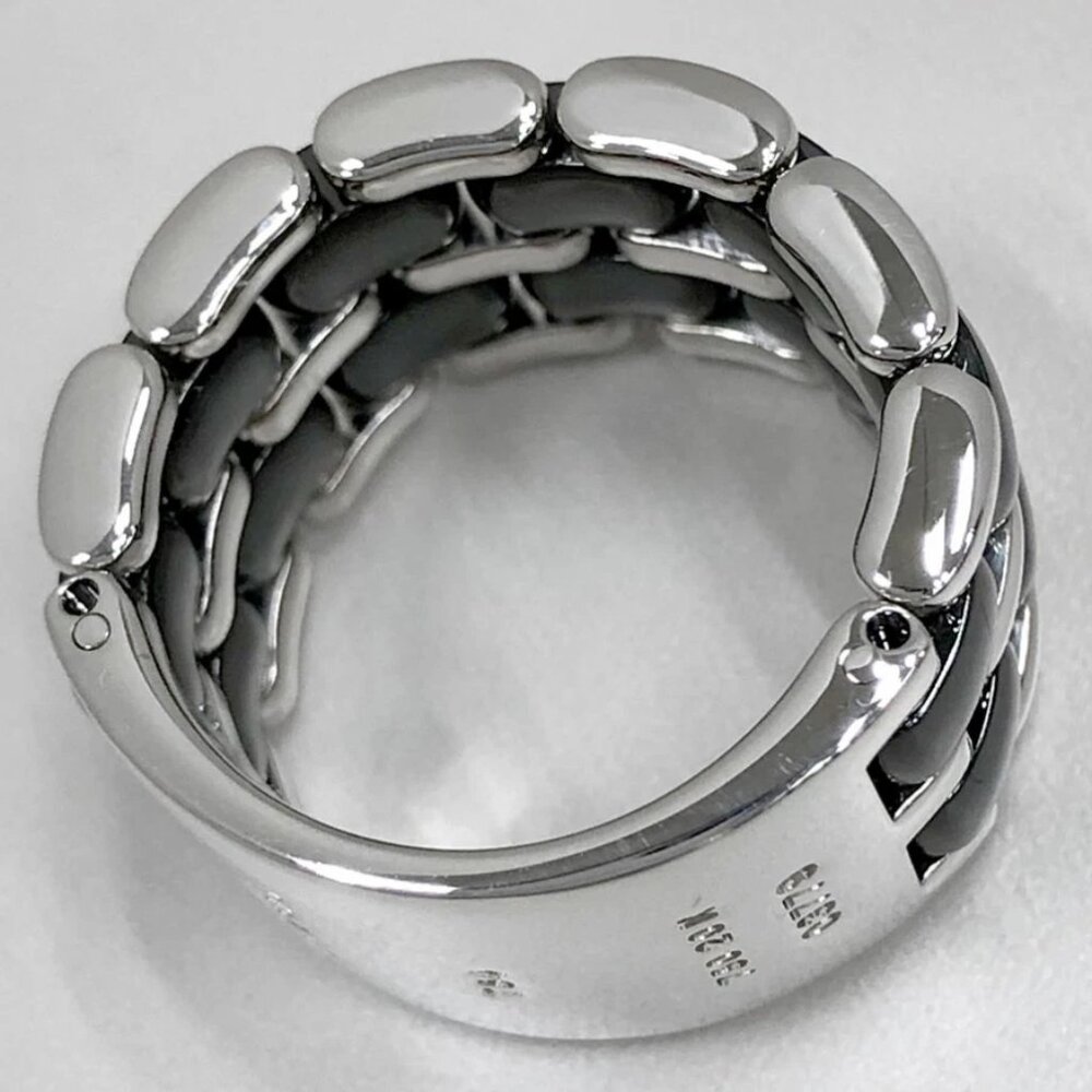 CHANEL Ultra Black Ceramic Wide Ring size US7 18k White Gold 750 Auth - Picture 7 of 8